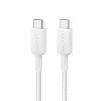 כבל 0.9 מטר Anker 322 USB-C to USB-C בצבע לבן